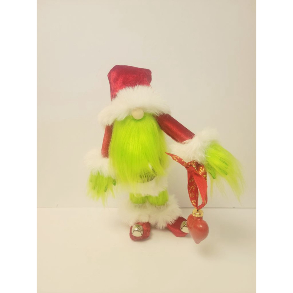 Grinch Santa Gnome Handmade Holiday Decor Luxury Velvet Faux Fur - Picture 10 of 10